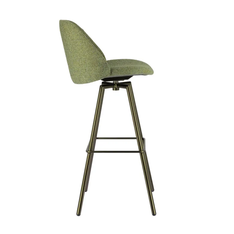 Swiftie Tabouret de bar pivotant en tissu et pieds métal