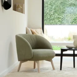 Thalia Mobitec ® Fauteuil confortable en tissu avec pieds en bois