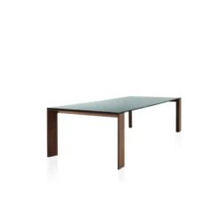 Toronto Sovet® Table design rectangulaire en verre piétement bois