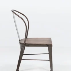 Turia 631 Chaise industrielle vintage en métal avec assise bois