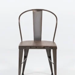 Turia 631 Chaise industrielle vintage en métal avec assise bois