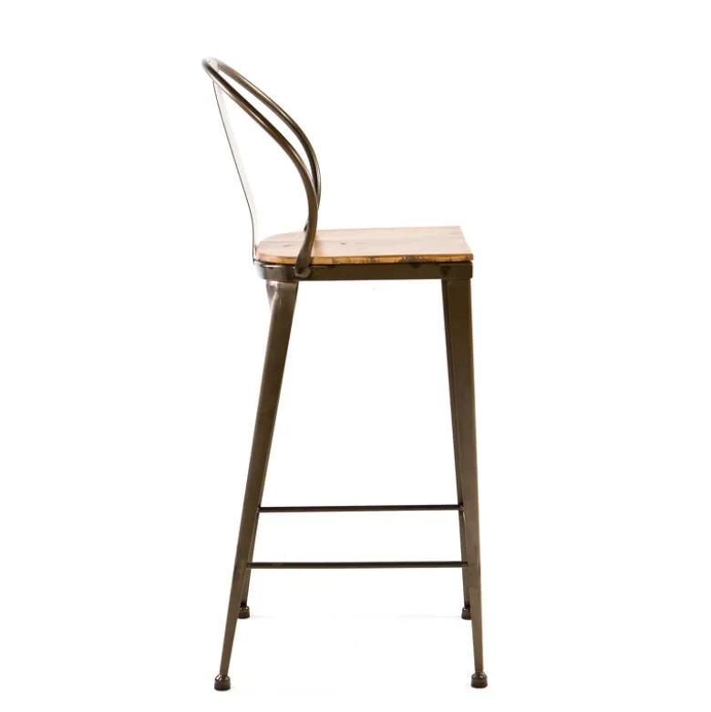 Turia TB 317 Tabouret industriel en métal et bois