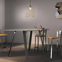 Urane Carrier® Tabouret snack avec dossier bas en synthétique et métal made in France