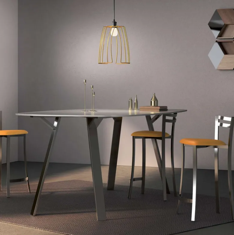 Urane Carrier® Tabouret snack avec dossier bas en synthétique et métal made in France