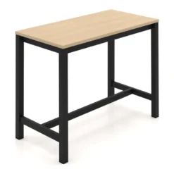 Valériane Table snack de cuisine en stratifié chêne naturel avec pieds en métal noir