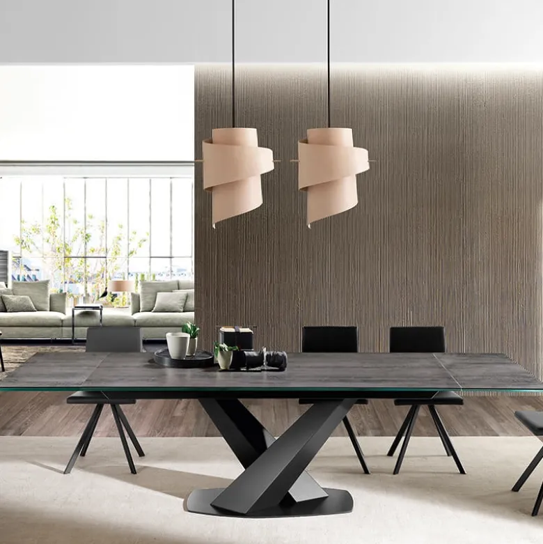 Victory Table design en céramique avec allonges pied central en V
