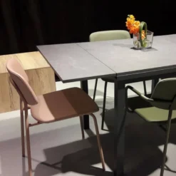 Vienna Table de cuisine carrée extensible pieds en métal