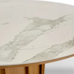Volute Table ronde en bois et céramique design