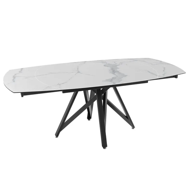 WarholTable moderne en céramique extensible avec pied central design en métal noir