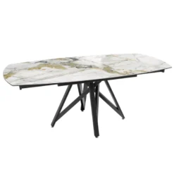 WarholTable moderne en céramique extensible avec pied central design en métal noir