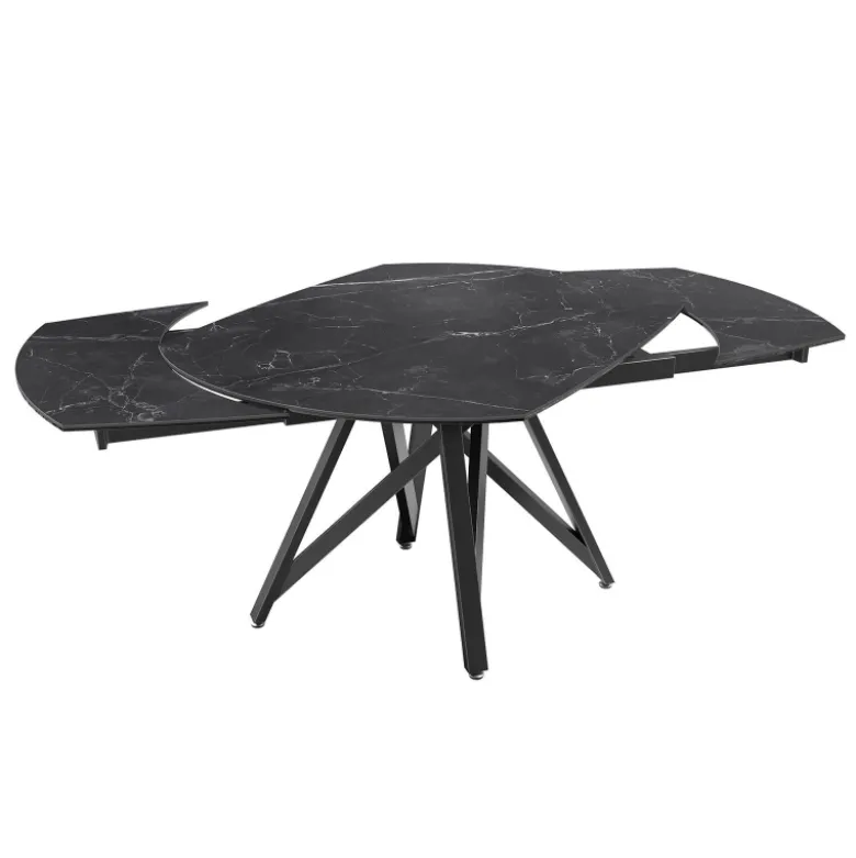 WarholTable moderne en céramique extensible avec pied central design en métal noir
