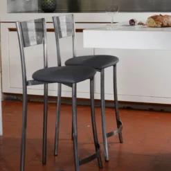 Wasabi Carrier® Tabouret haut en simili et structure en métal fabrication française