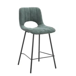 WilliamTabouret cosy en tissu avec pieds en métal noir