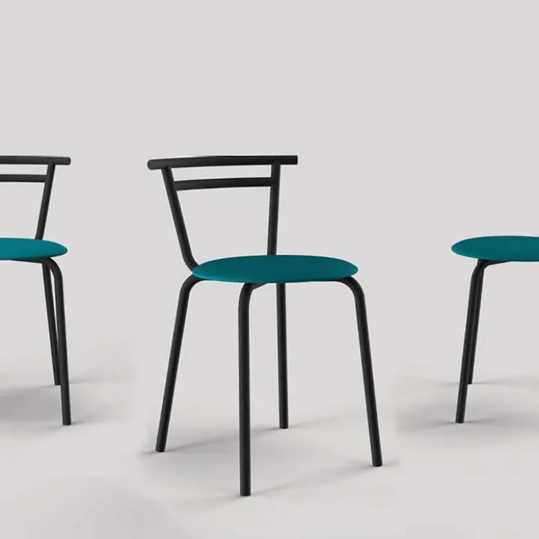 Xélus Carrier® Chaise de cuisine fabriquée en France assise ronde structure métal