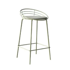 Yaël Carrier® Tabouret haut français rembourré en métal et simili