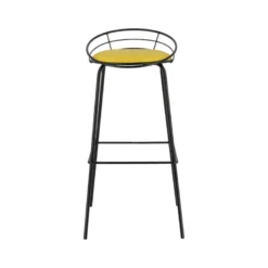 Yaël Carrier® Tabouret haut français rembourré en métal et simili