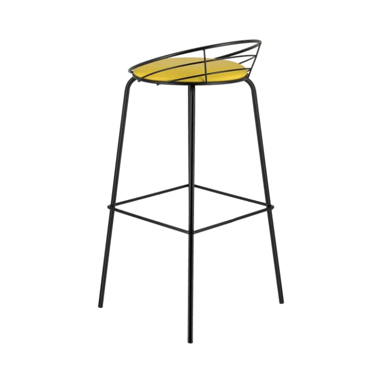 Yaël Carrier® Tabouret haut français rembourré en métal et simili